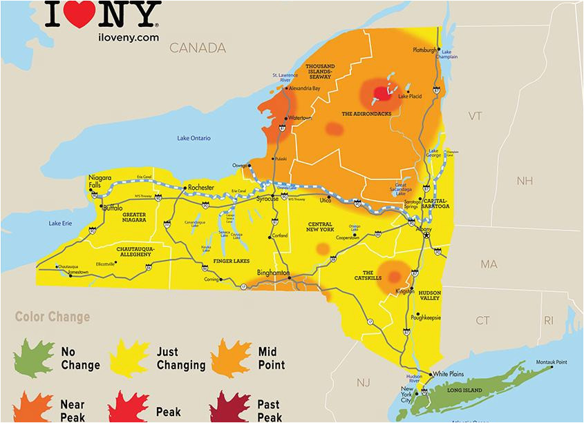 Fall Color Map Michigan Peak Colors Close for Tupper Lake Catskills Alexandria Bay the