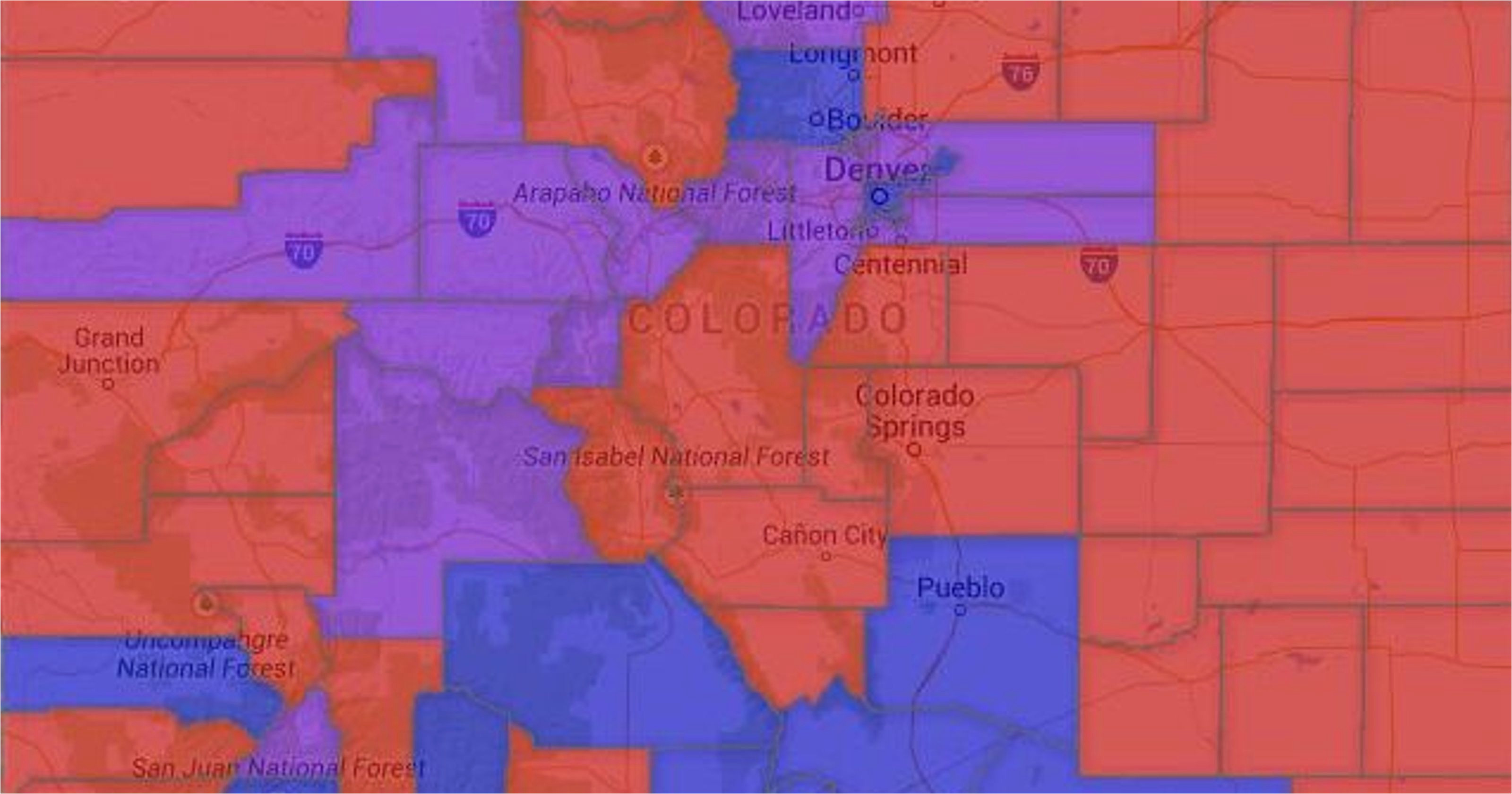 Garfield County Colorado Map Map Colorado Voter Party Affiliation by County