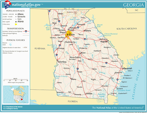 Georgia Physical Features Map