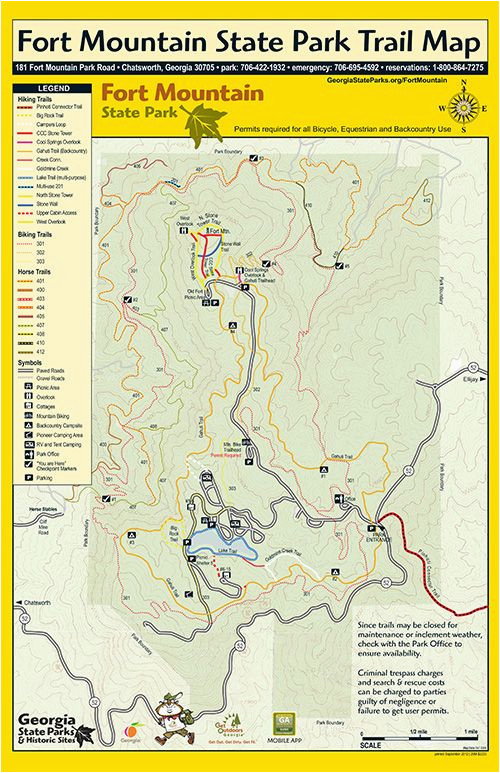 Georgia State Park Map Trails at fort Mountain Georgia State Parks Georgia On My Mind