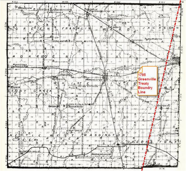 Greenville Ohio Map 1795 Greenville Treaty Line Map Randolph County Historical society