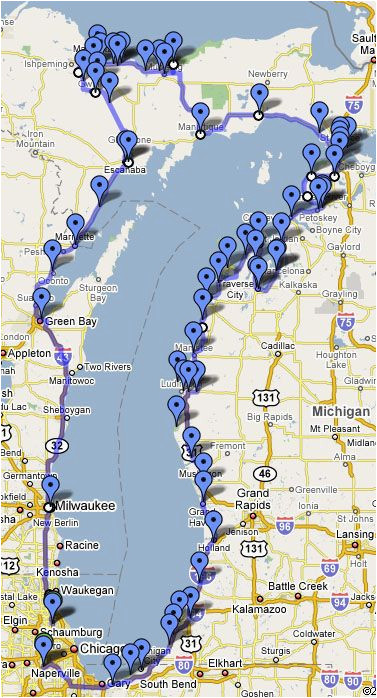 Lake Michigan Lighthouse Map Lake Michigan Circle tour Great Info On This Web Site