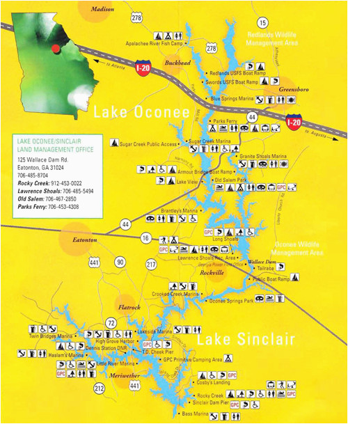 Lake Oconee Map Georgia Lake Maps Rock Hawk