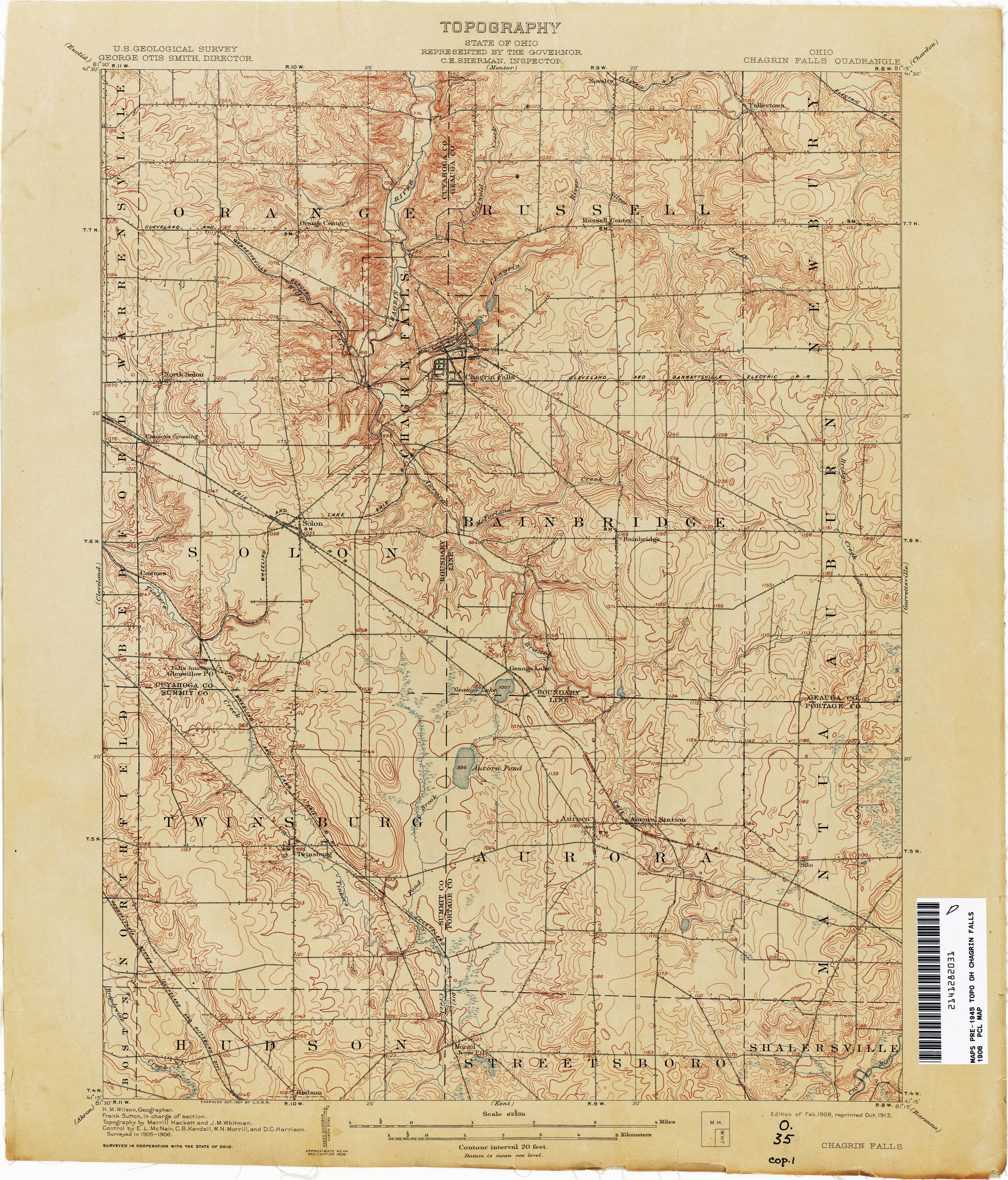 Map Chagrin Falls Ohio Ohio Historical topographic Maps Perry Castaa Eda Map Collection