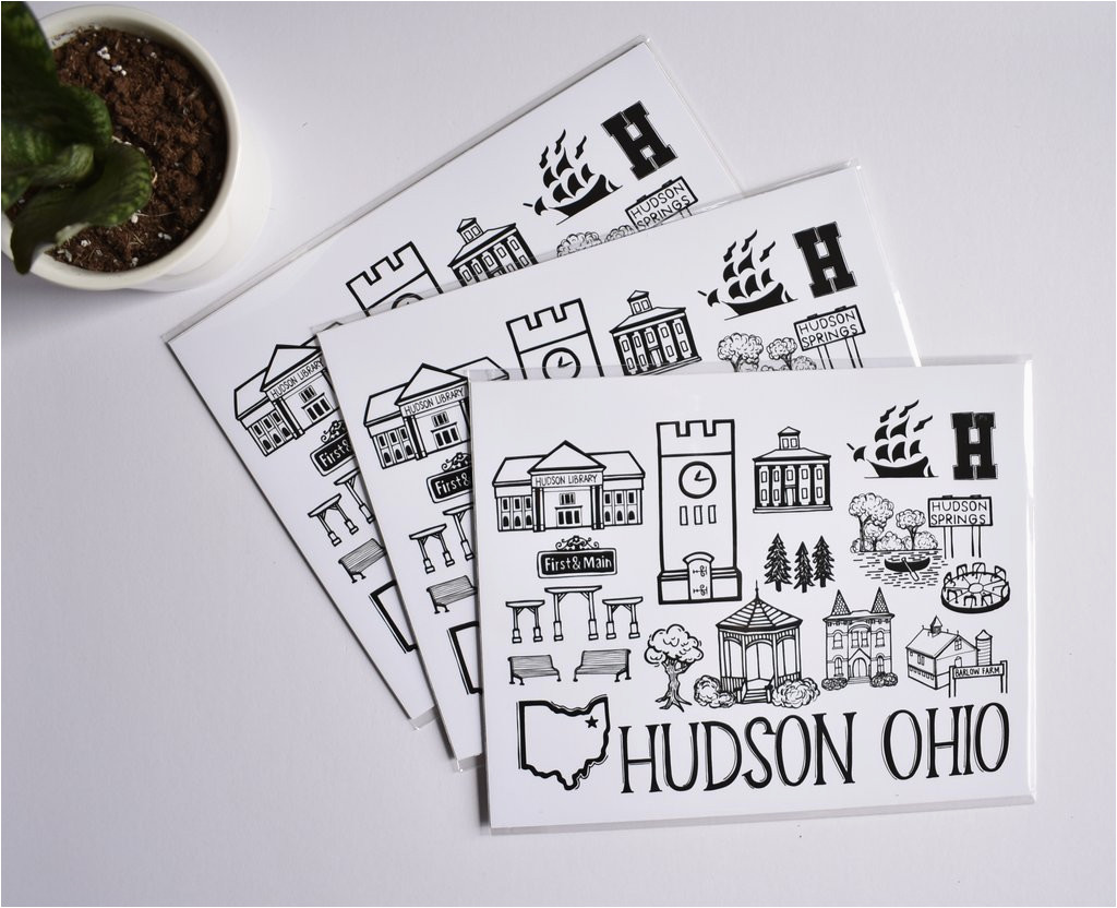 Map Hudson Ohio Hudson Ohio Map Print Fiber and Gloss