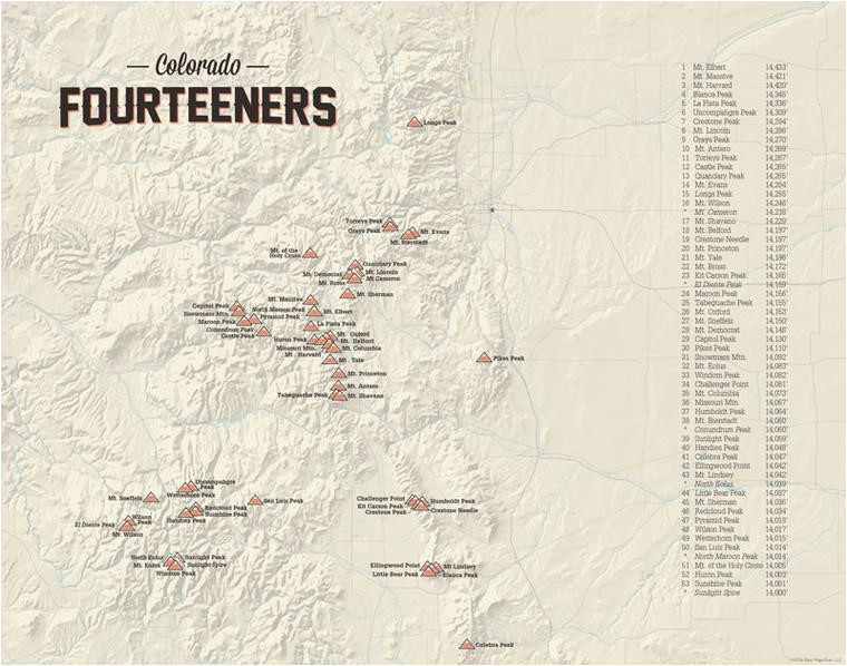 Map Of All 14ers In Colorado Products Best Maps Ever
