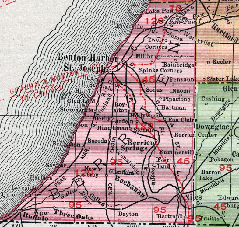 Map Of Berrien County Michigan Berrien County Michigan 1911 Map Rand Mcnally St Joseph