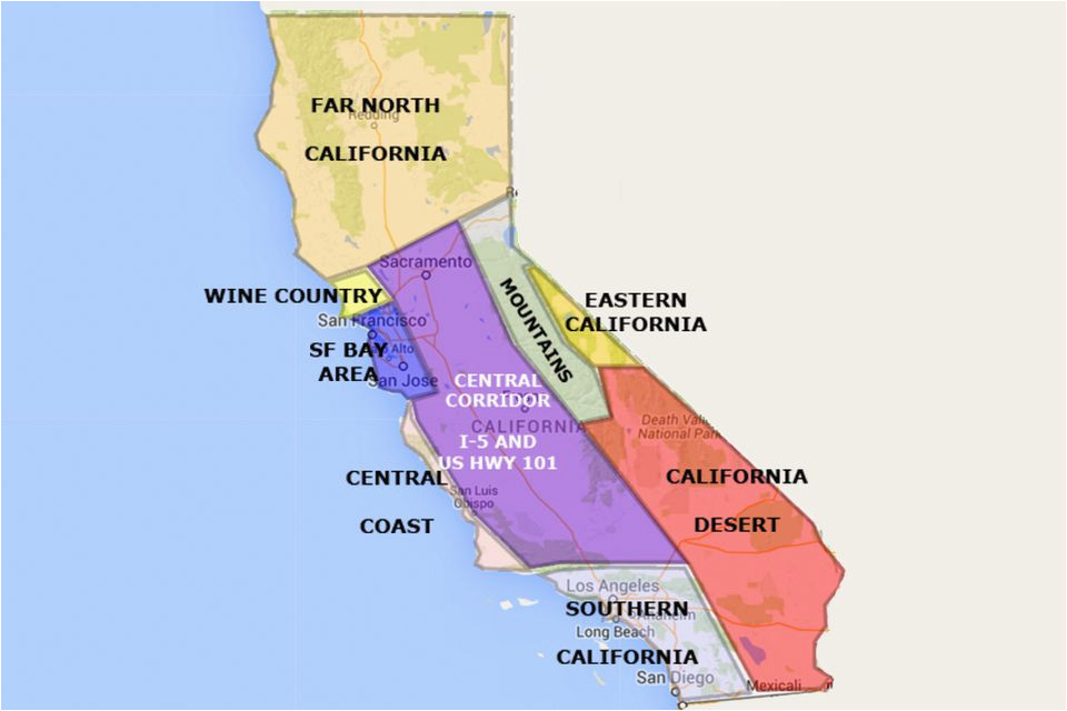 Map Of California Desert Region Best California State by area and Regions Map