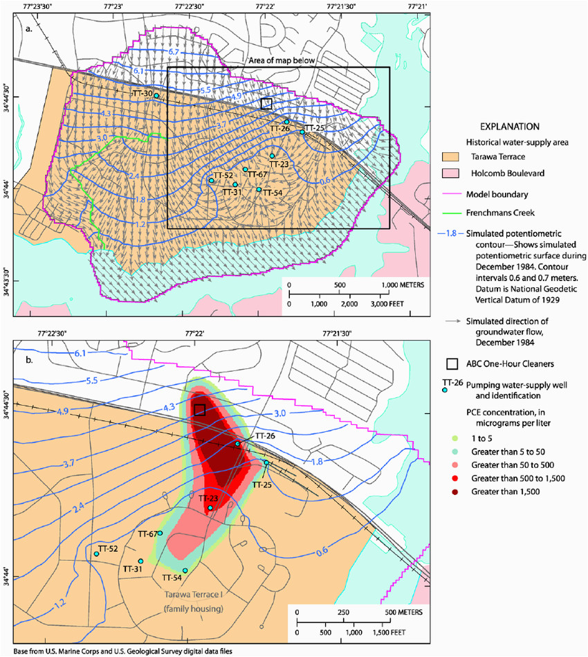 Map Of Camp Lejeune north Carolina Maps Showing Simulated A Water Level and Direction Of