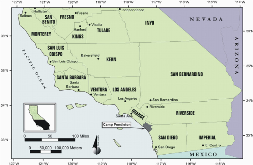 Map Of Camp Pendleton California southern California Regional Map Showing the Location Of San Diego