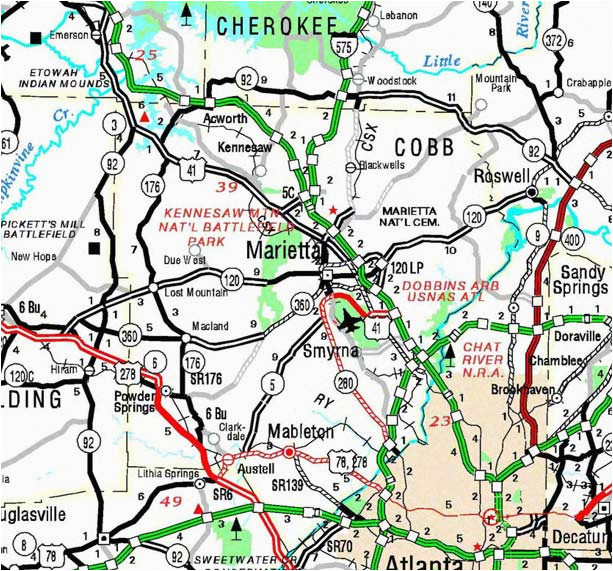 Map Of Cobb County Georgia County Of Cobb Georgiainfo