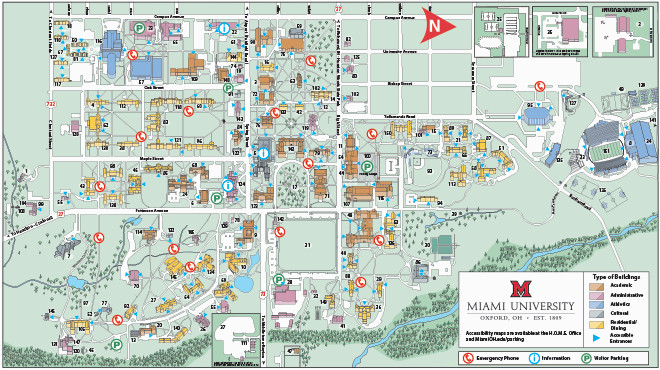 Map Of Colleges In Ohio Oxford Campus Maps Miami University