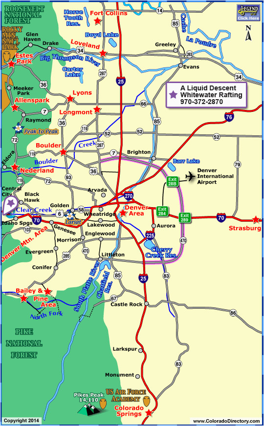Map Of Colorado Cities Near Denver towns within One Hour Drive Of Denver area Colorado Vacation Directory