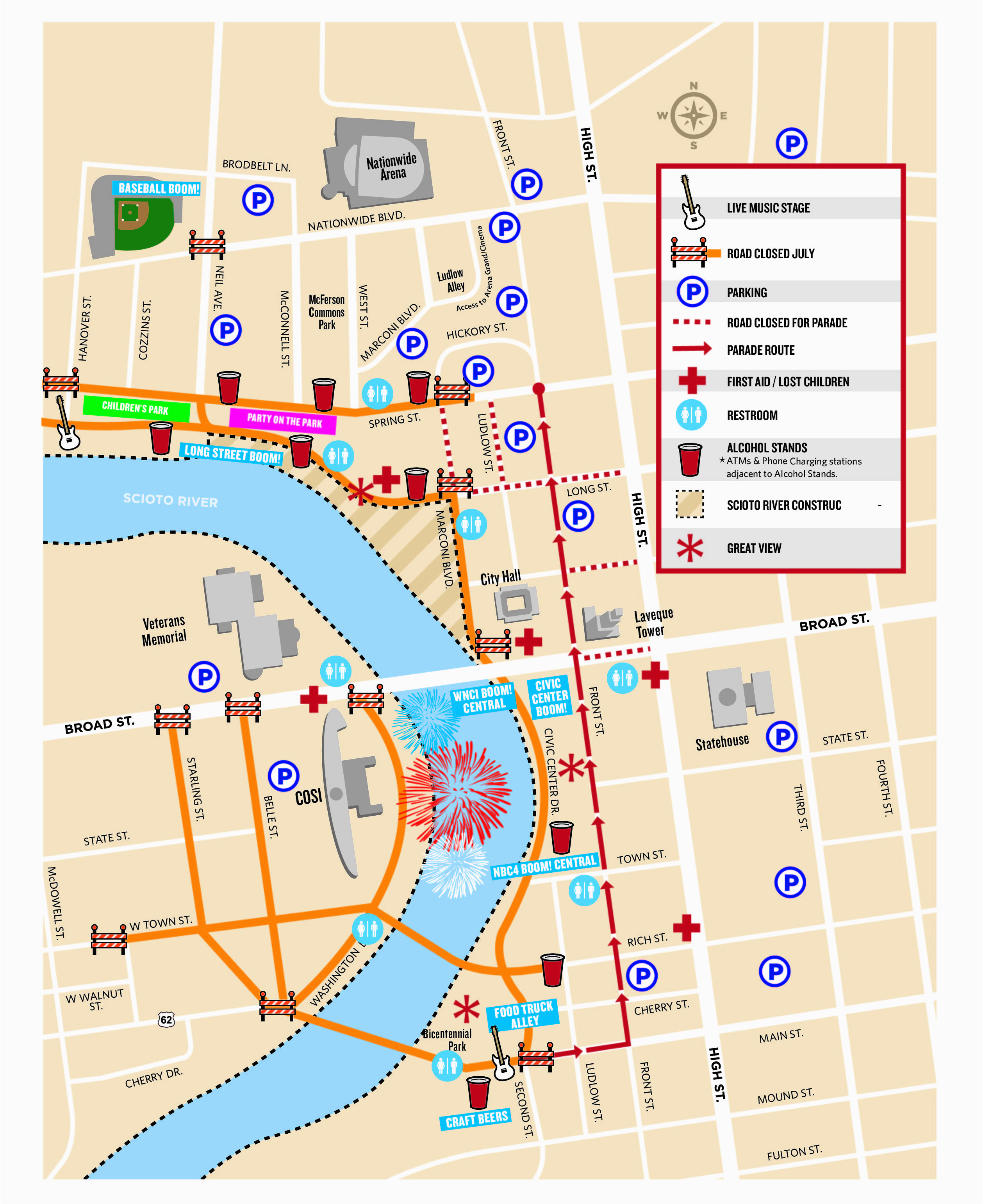 Map Of Columbus Ohio Airport event Guide Red White Boom