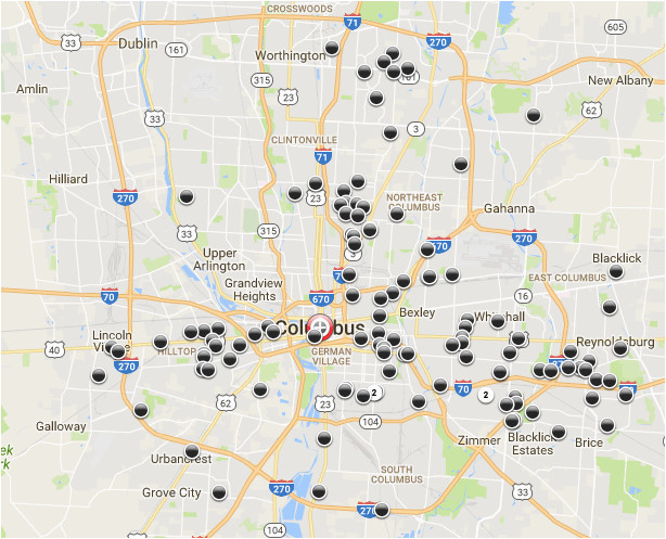 Map Of Columbus Ohio Suburbs Here is A Map Of All Homicides that Happened In 2016 source In