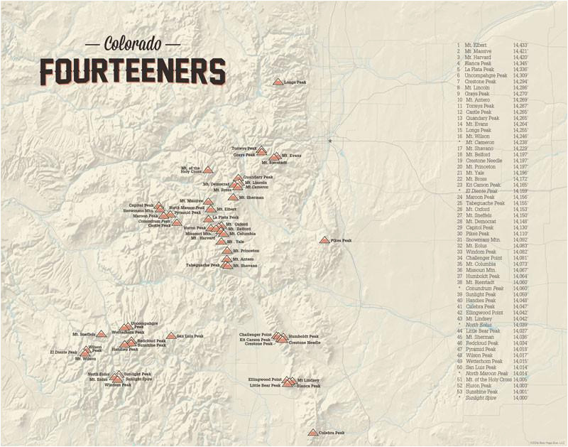 Map Of Fourteeners In Colorado Products Best Maps Ever