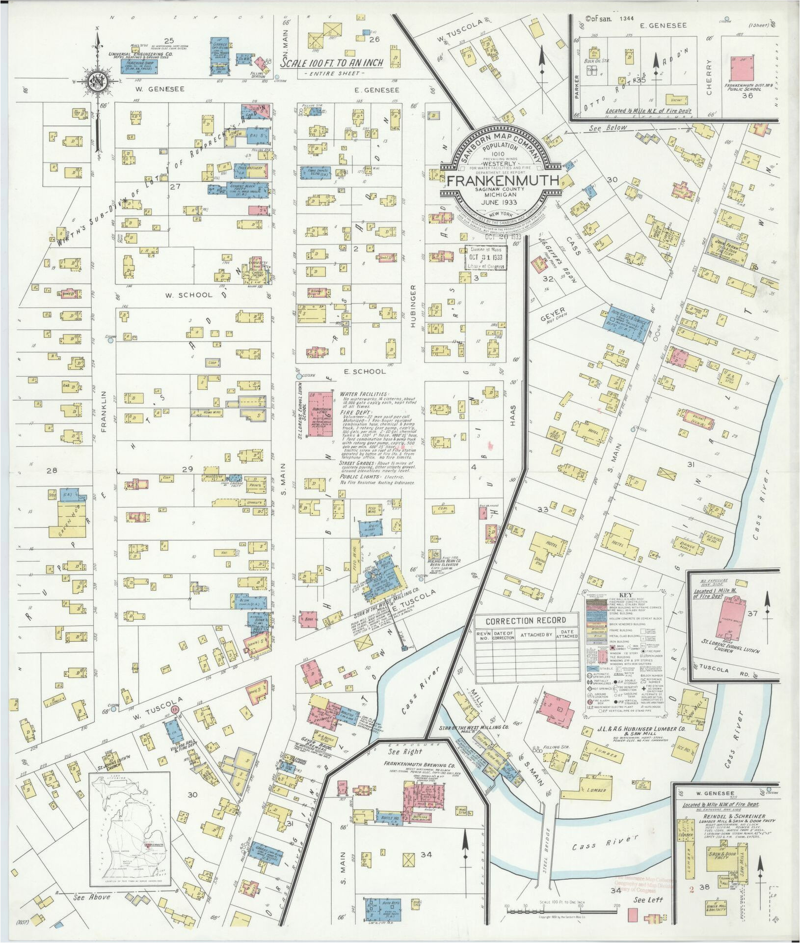 Map Of Frankenmuth Michigan Sanborn Maps Michigan Saginaw County Library Of Congress