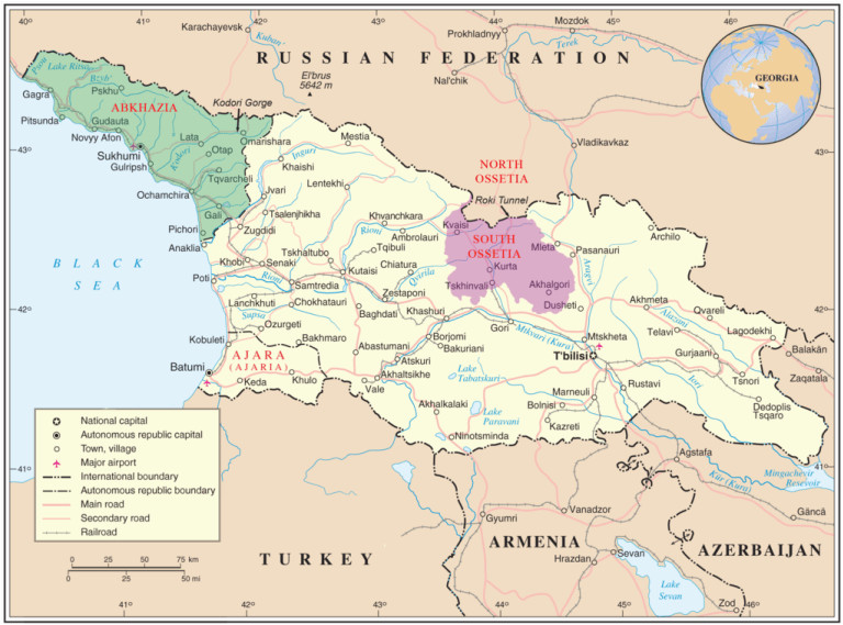 Map Of Georgia In Europe Map Showing Location Of Georgia Between Europe and asia the Travel