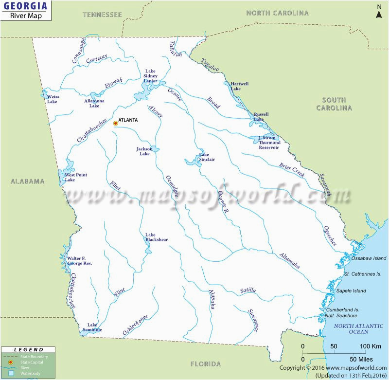 Map Of Georgia Rivers and Lakes Georgia Rivers Map Displays the Major Rivers In Georgia State Of the