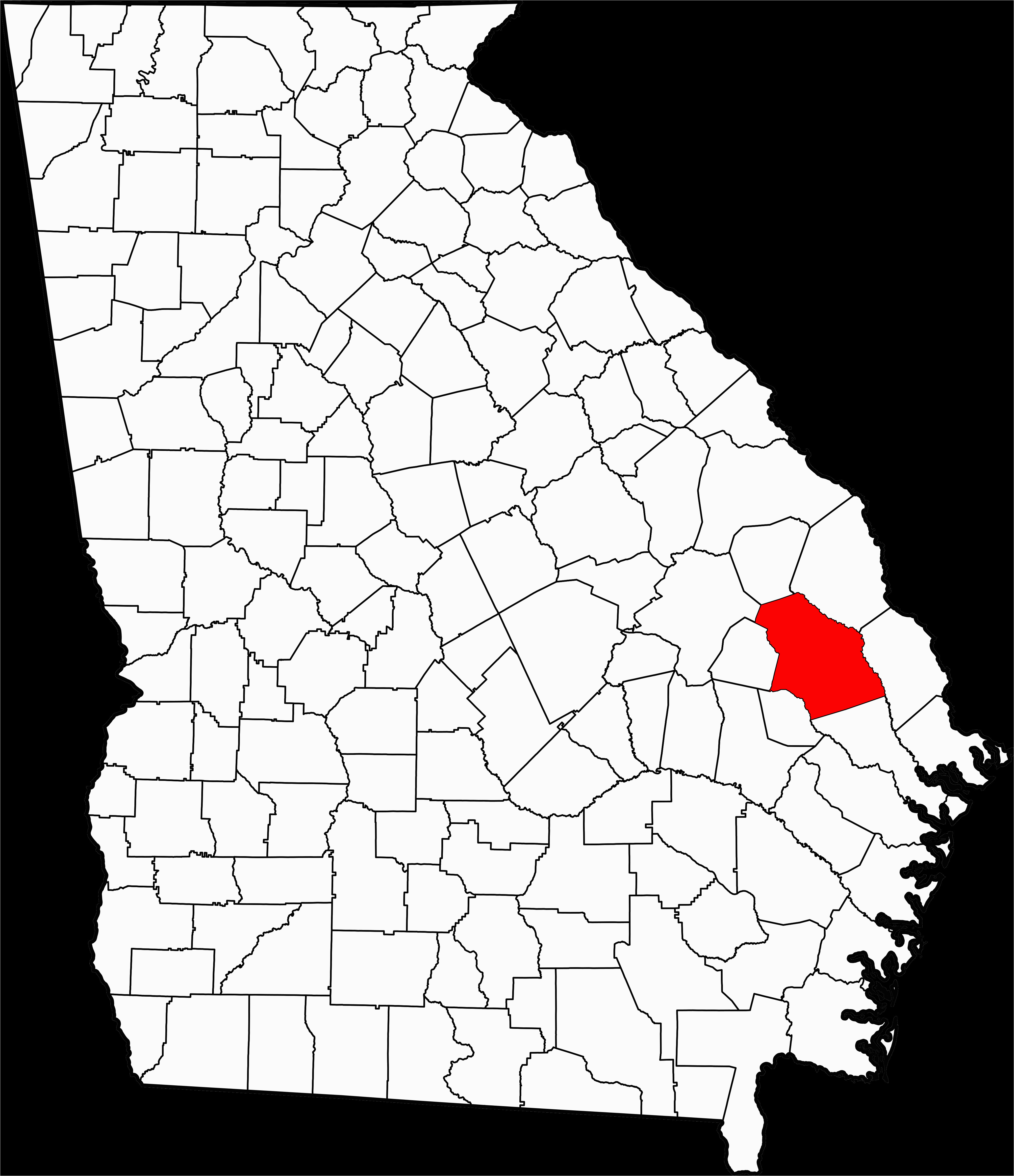 Map Of Georgia with Counties Datei Map Of Georgia Highlighting Bulloch County Svg Wikipedia