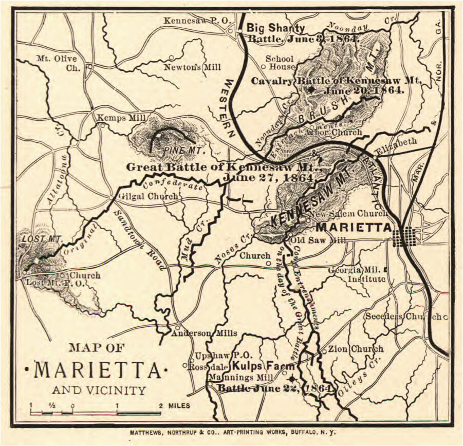 Map Of Marietta Georgia Map Of Marietta In 1864 Marietta Com