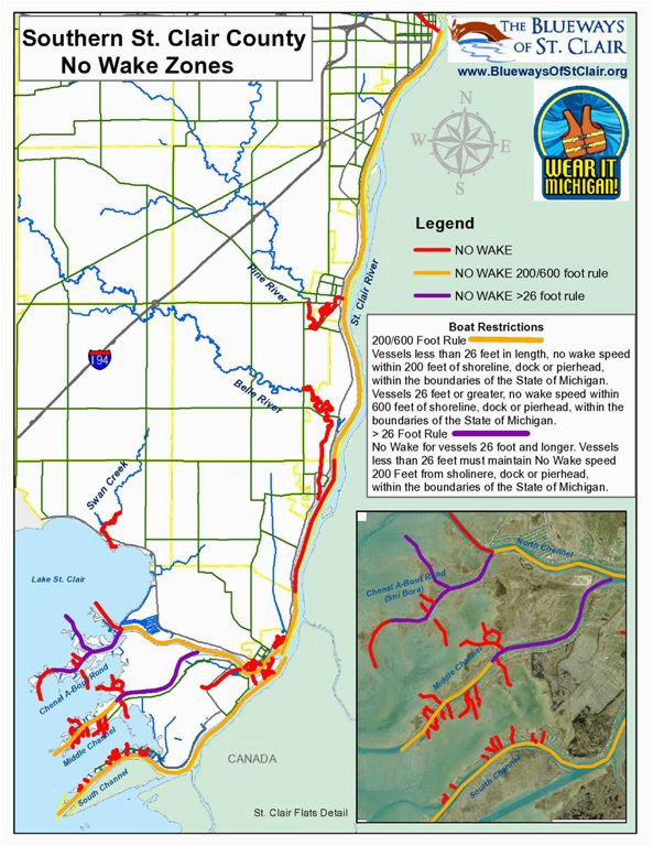 Map Of St Clair Michigan No Wake Zones