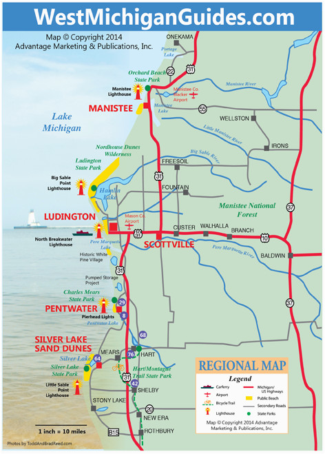 Michigan Regions Map West Michigan Guides West Michigan Map Lakeshore Region Ludington