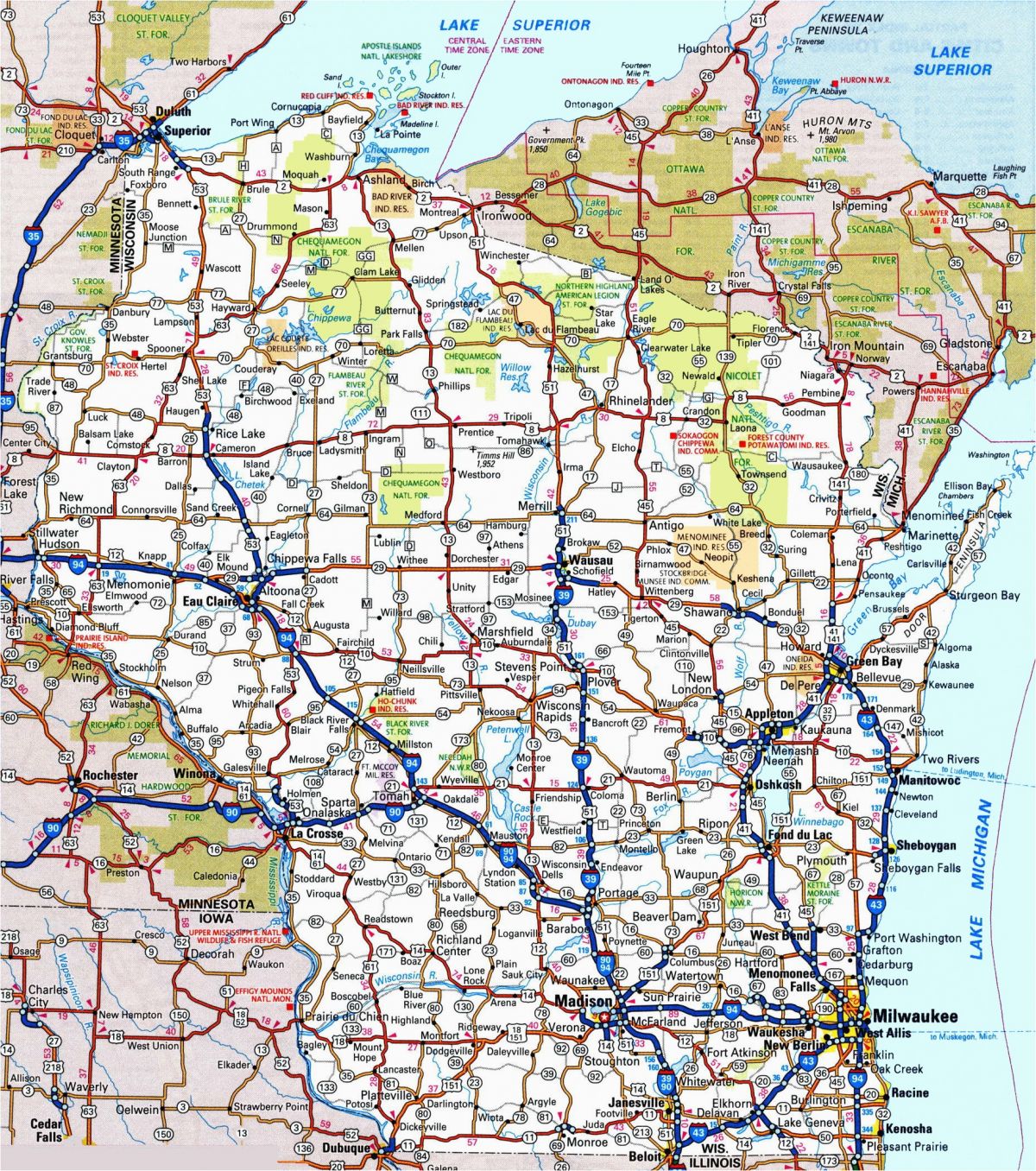 Michigan Road Map Of State Wisconsin Road Map secretmuseum