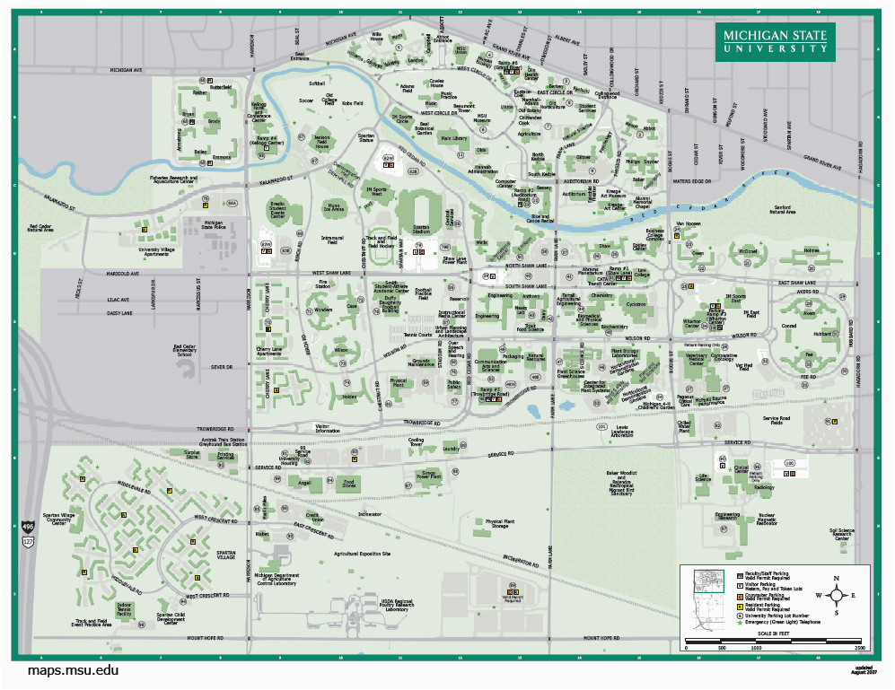 Michigan State University Football Parking Map Michigan State University Map New Michigan Maps Directions