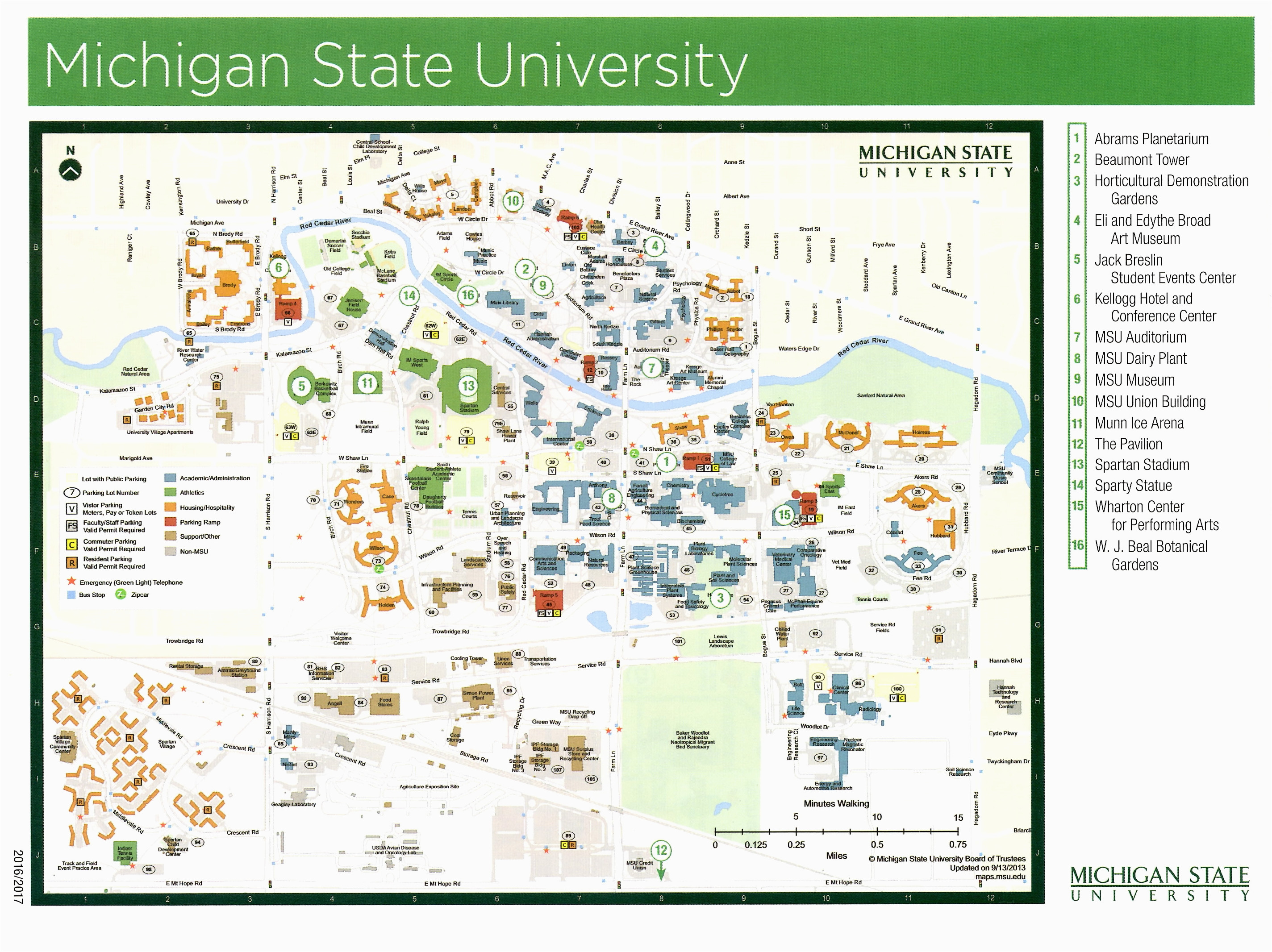 Michigan State University Parking Map Msu Maps Blank Map Of America