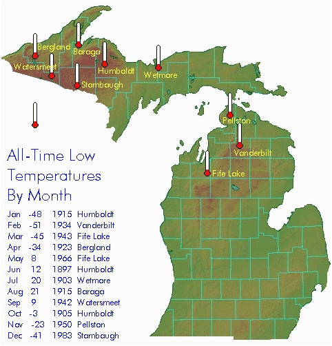 Michigan Temperature Map Significant Weather