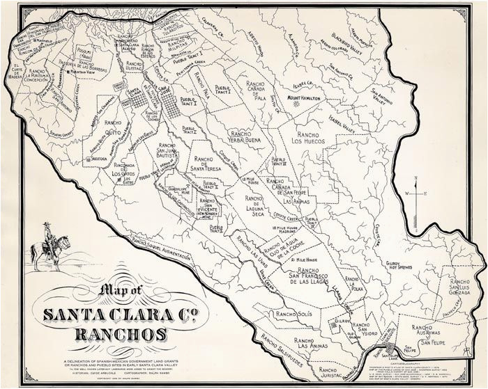 Milpitas California Map Ralph Rambo S Hand Drawn Map Of Santa Clara Valley Ranchos During