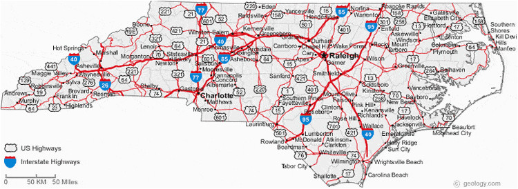 North Carolina County and City Map Map Of north Carolina Cities north Carolina Road Map