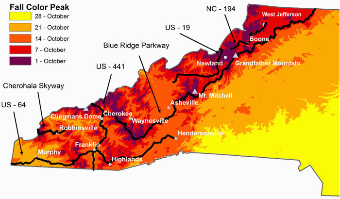 North Carolina Foliage Map Best Time Places to View Fall Foliage In north Caroli