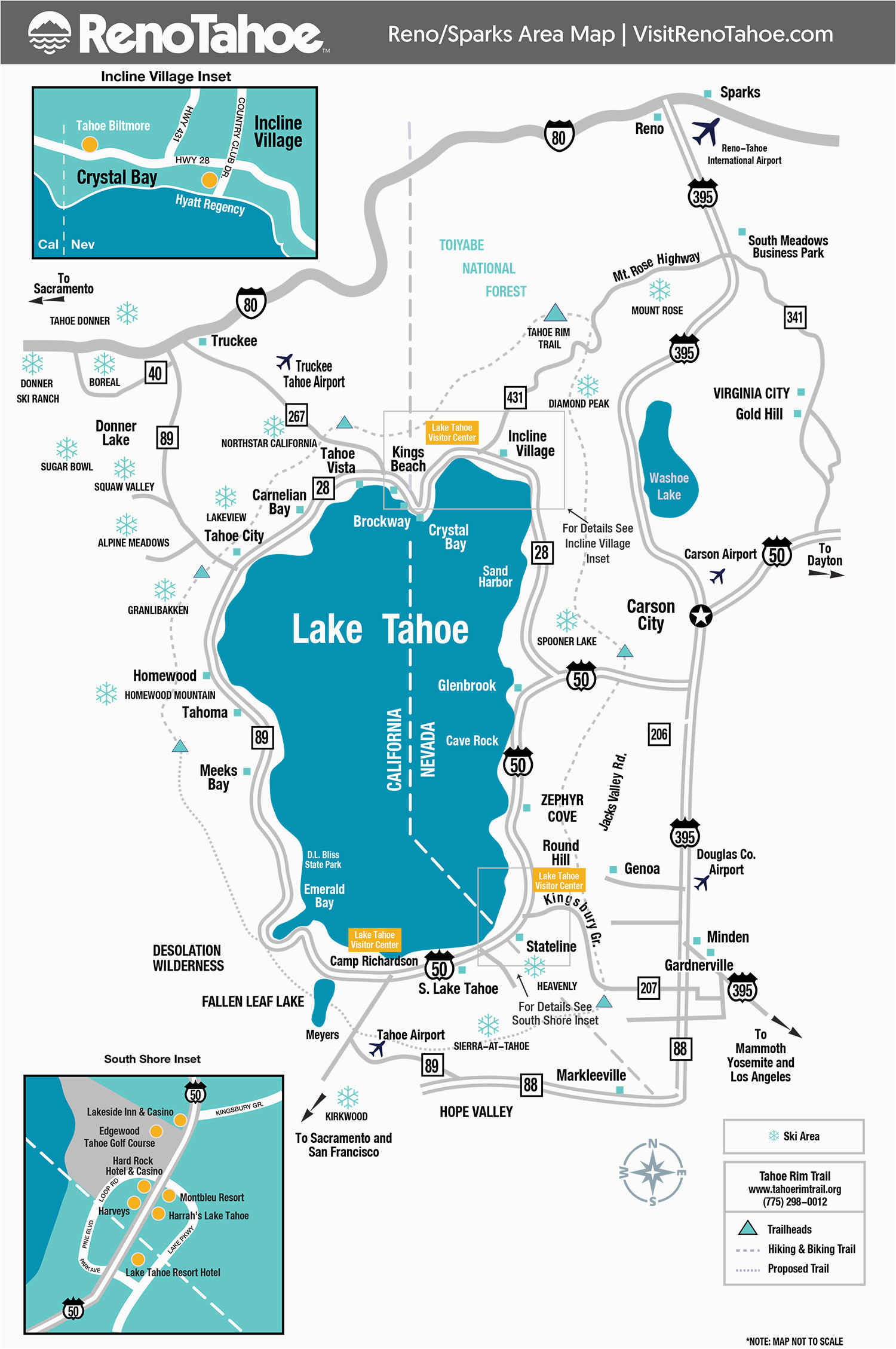 Northern California Casinos Map Lake Tahoe Maps and Reno Maps Labeled Map Lake Tahoe California