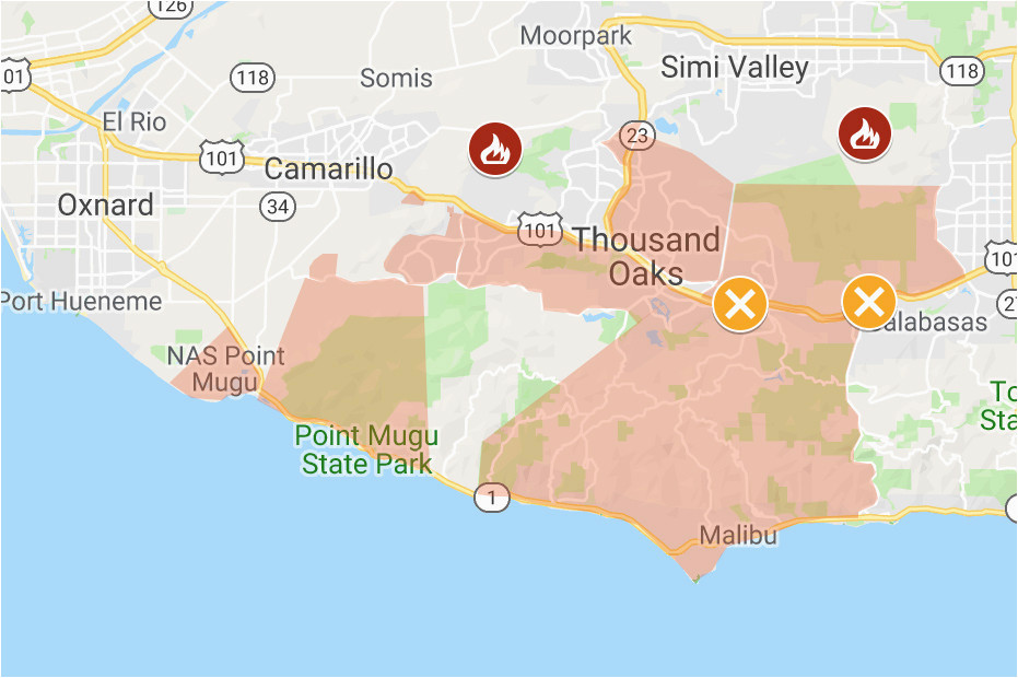 Oak Hills California Map Map Of Woolsey and Hill Fires Updated Perimeters Evacuation Zones