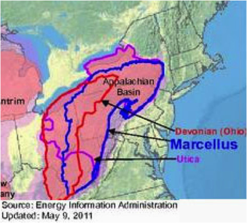 Ohio Fracking Map Map Showing Newly Tapped Upper Devonian Shale A Layer A Few Hundred