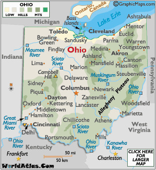 Ohio Mountains Map Ohio Map Geography Of Ohio Map Of Ohio Worldatlas Com