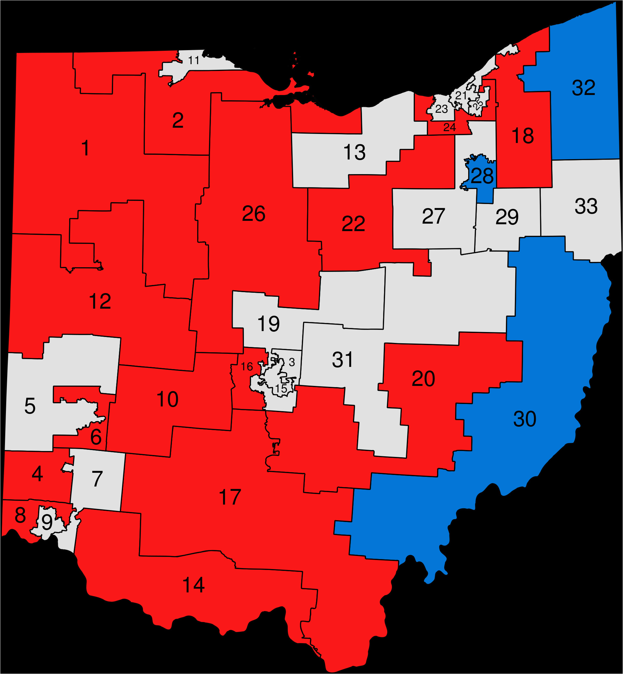Ohio Senate Map File Ohio Senate 2012 Election Results Labeled Svg Wikimedia Commons