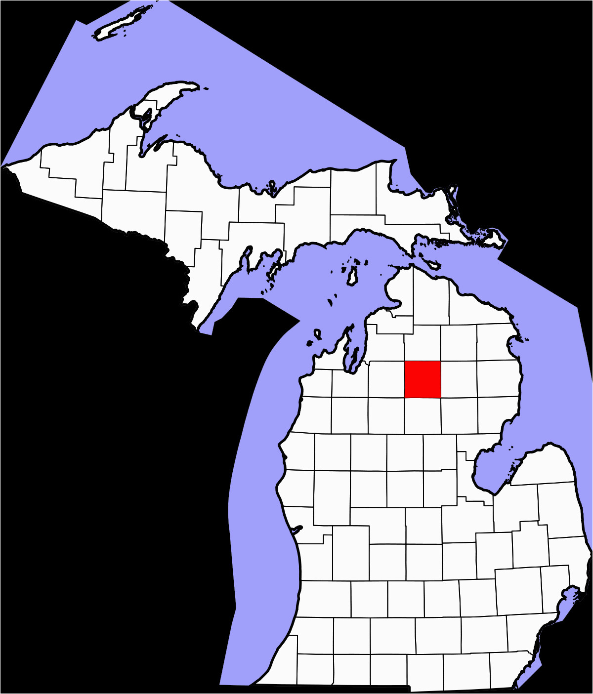Osceola County Michigan Map Crawford County Michigan Wikipedia