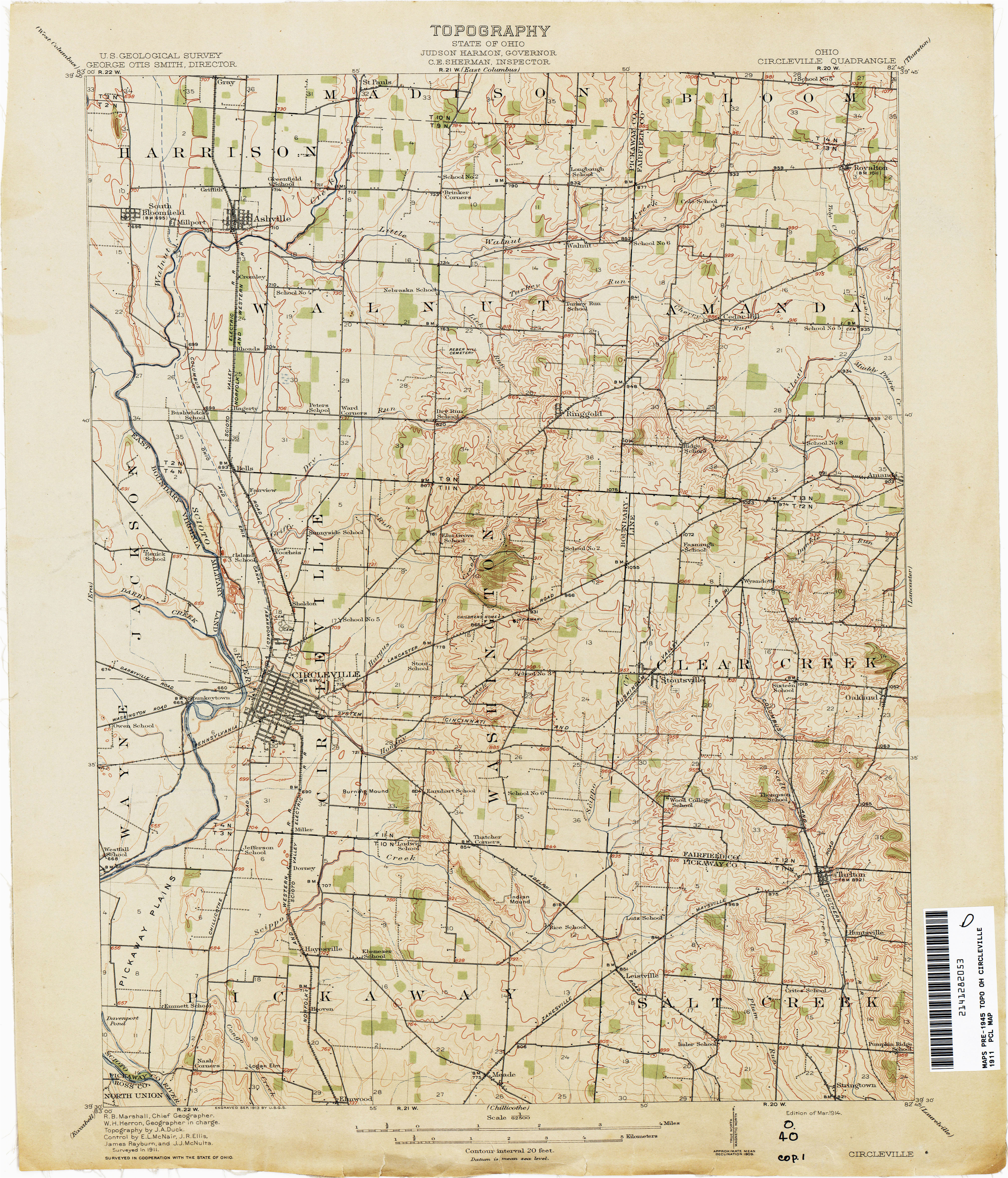 Pickaway County Ohio Map Ohio Historical topographic Maps Perry Castaa Eda Map Collection