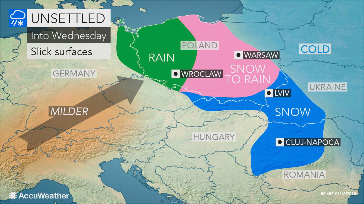 Poland Ohio Map Snow Creates Slick Travel From Poland to Ukraine as Alps Brace for