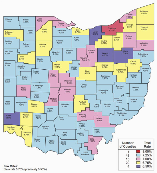 Sales Tax Map Ohio State Sales Tax Ohio State Sales Tax Map