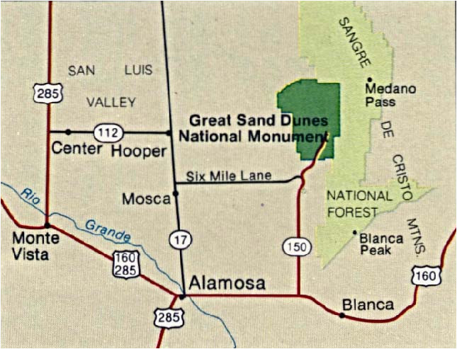 Sand Dunes Colorado Map Maps Of United States National Parks and Monuments