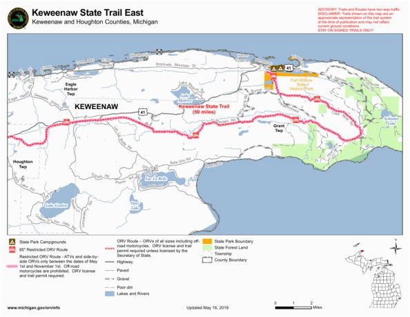 State Of Michigan County Map Keweenaw State Trail East Mi Dnr Avenza Maps