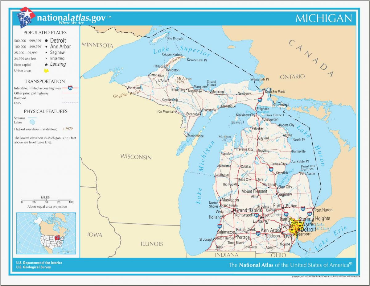 Topographical Map Of Michigan Michigan Elevation Map Beautiful