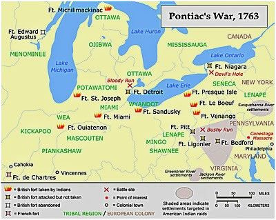 Where is Pontiac Michigan On the Map A Map Showing A Summary Of Action During Pontiac S War French