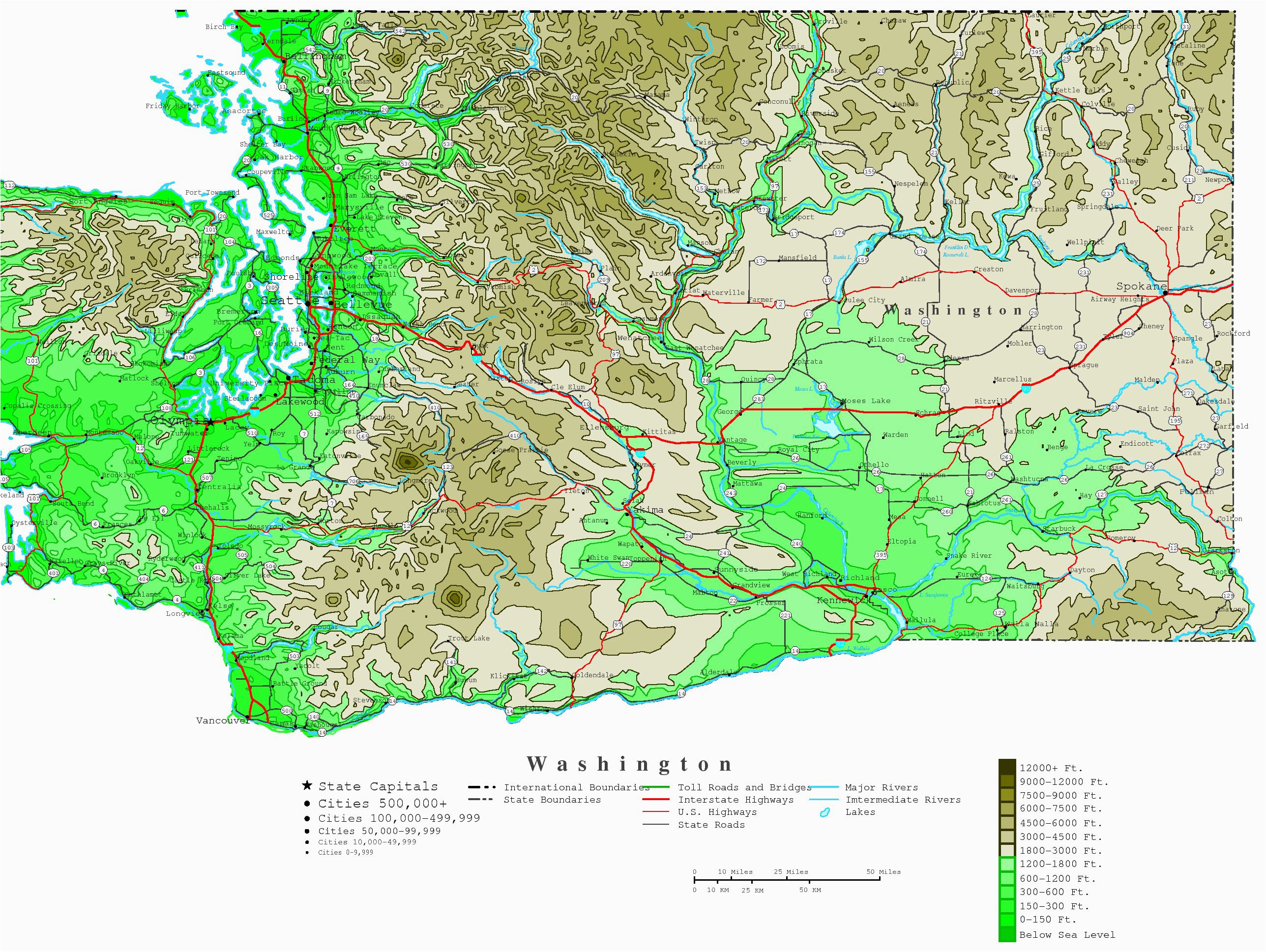 Bend oregon Elevation Map Washington Contour Map