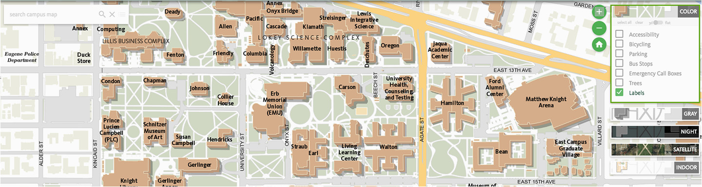 Campus Map University Of oregon Maps University Of oregon