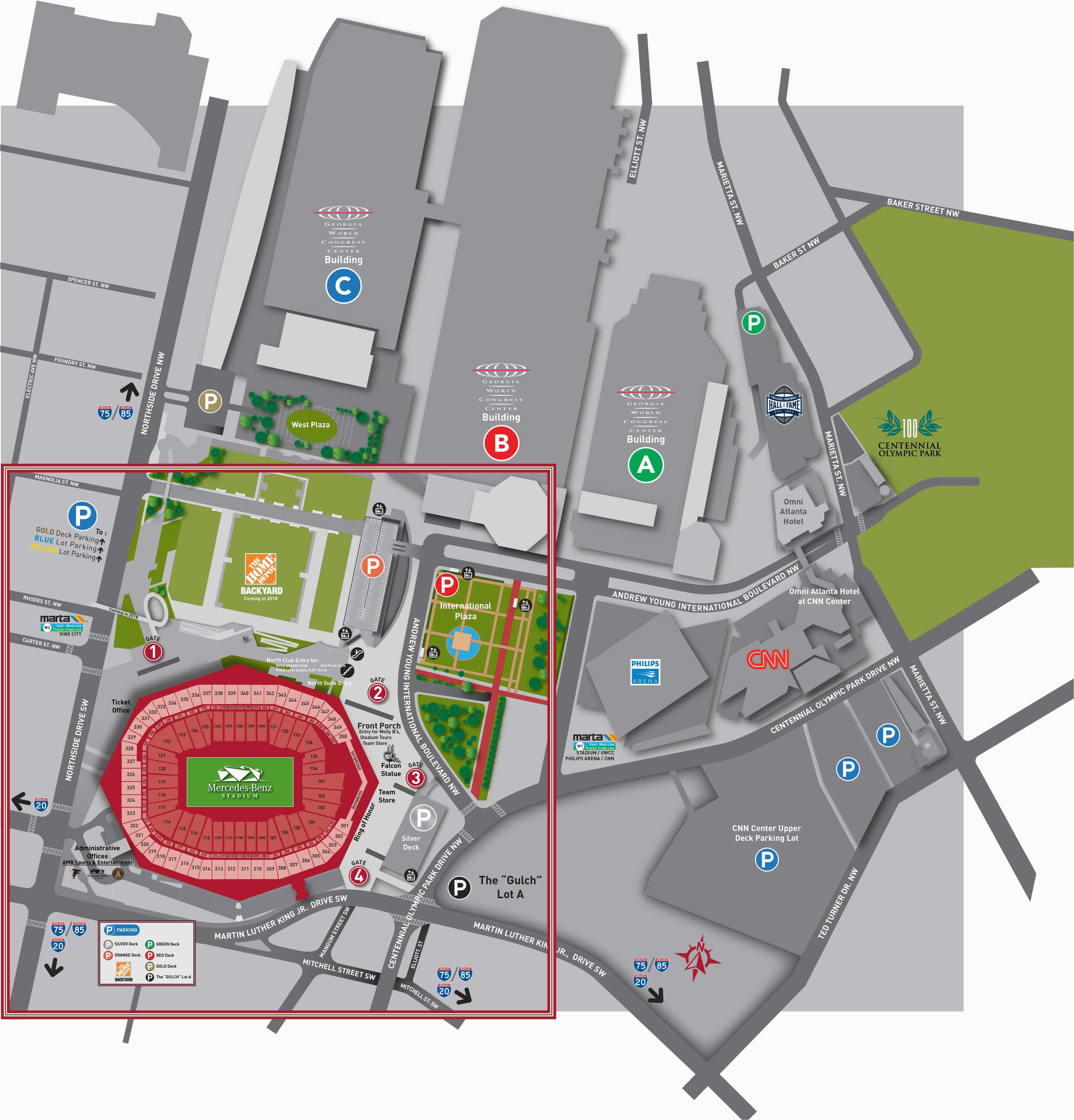 Georgia Dome Parking Map atlanta Airport Parking Map New Stadium Maps Mercedes Benz Stadium